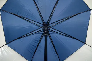 Синя жіноча парасолька-тростина з прозорими вставками